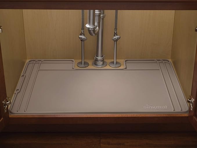 WeatherTech SinkMat Waterproof Under Sink Liner Mat for Kitchen Bathroom 46 x 22 Inches - Durable, Flexible Tray Home undersink Organizer Must Haves, Tan