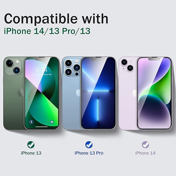 SMARTDEVIL 3 Pack Screen Protector for iPhone 14iPhone 13 iPhone 13 Pro(6.1 Inch), Easy Installation Frame10X Military Grade Shatterproof HD Bubble Free Diamonds Hard Tempered Glass