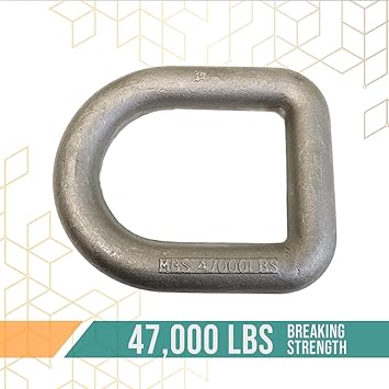 2 Pack - 1 Weld-On Heavy Duty Forged D Rings - 47,000LBS - Raw Finish, for Flatbeds Tie-Down Anchor
