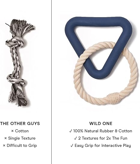 Wild One Triangle Tug Dog Toy - Medium Large Breeds, Rope Toy, Durable for Average Chewers, Blue