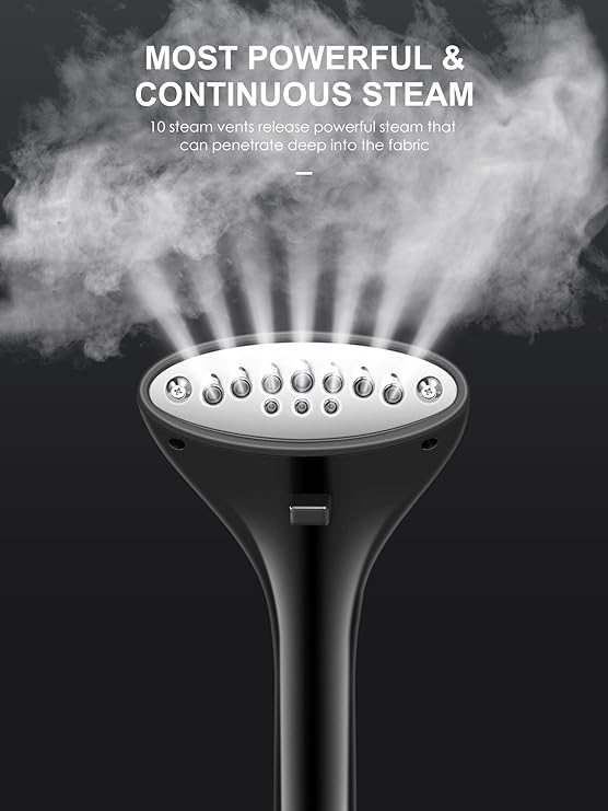 Professional Steamer for Clothes, Reemix Standing Steamer with Garment Hanger, Heats in 30 Seconds, Large Detachable Water Tank for 1 Hour Continuous Steaming, Includes Fabric Brush, Easy-roll Wheels