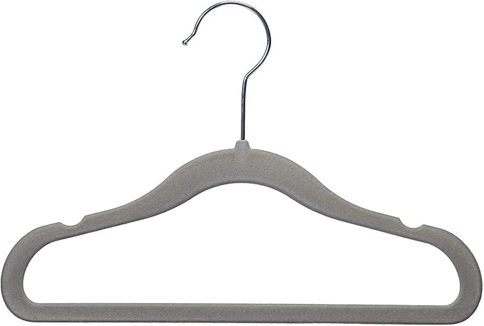 Childrens Velvet Hangers - 10 Gray Velvet Hangers (for use with Child Garment Rack)