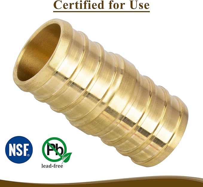 12" PEX Coupling, PEX Fitting Straight for Plumbing Repairs, Sturdy Brass Pipe Coupler for Pex Tubing Connection (5 Pack)