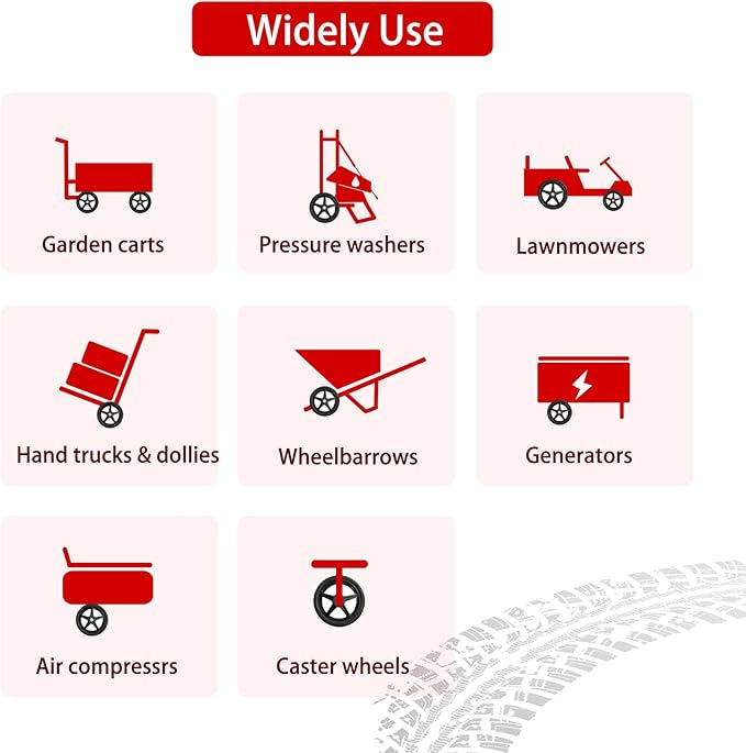 Parts Camp 12" Lawn Mower Wheels Kits 12 x 1.75'' Spoked Plastic Wheel and Tire For Push Mower WheelPressure WasherGarden CartAir CompressorWheelbarrowHandtruckGeneratorDolly Tires (Set of 2)