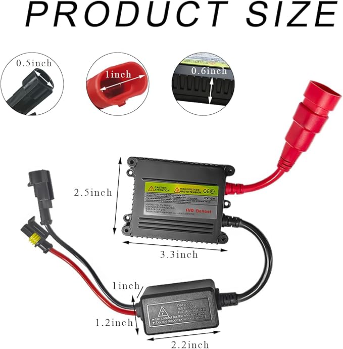 2 PCS DC 12V 35W Xenon HID Ballast, 2 x Xenon Headlight Ballast, 4000K Cool White, 6500K Bright White, Universal Fit