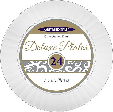 Party Essentials Deluxe Quality Hard Plastic 7.5-Inch Round PartySalad Plates, Clear, 24 Count