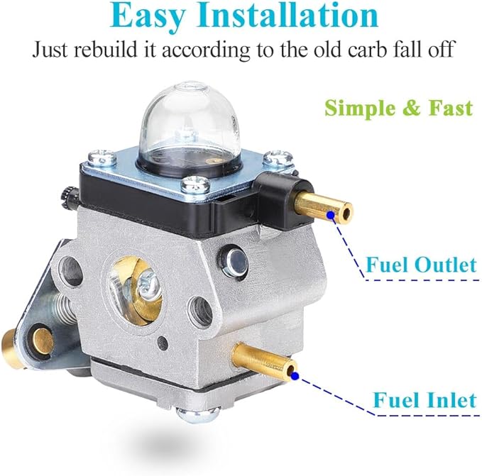 C1U-K82 C1U-K54A Carburetor, for Mantis Tiller 7222 7222M 7225 7920, Echo TC-210 HC-1500, Premium Cultivator Carb, Plus Rebuild Kit Primer Bulb Fuel Line and More