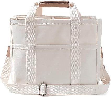 Women Multi-Pocket Canvas Tote Bag Durable Large Capacity Crossbody Handbag,Adjustable Strap Versatile Crossbody Bag