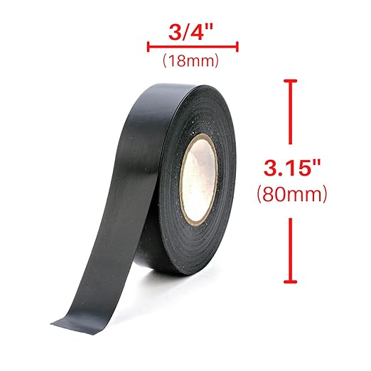 Xtricity Vinyl Black Electrical Tape 34 inch x 66 Ft for Electrical Insulation, Wire Bundling and DIY Repairs Ai Durable, Stretchy, General Purpose Ai Up to 600V (1 Pack)