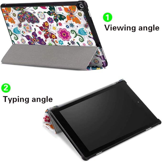 Case for Fire HD 10 Tablet (7th and 9th Generation, 2017 and 2019 Release) - Slim Folding Stand Cover with Auto Wake/Sleep .NOT for 2021 Released 11th Generation fire HD10 (Butterfly)