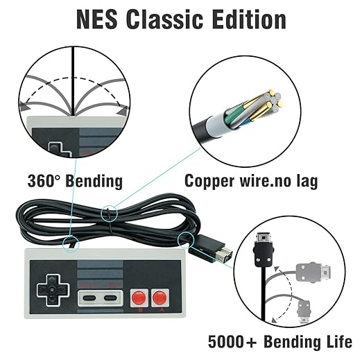 NALENSY Nes Classic Controller for Nintendo Nes Mini Classic Edition(2016 and 2018 Version), Not Support Old Nes Controller,3-4FT Cable - NES Controller