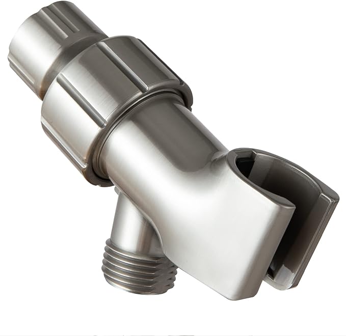 OFFO Shower Head Holder for Handheld Shower Head, Brushed Nickel Adjustable Shower Arm Mount for Connecting Shower Arm and Shower Hose, 12 Inch IPS Female Inlet and Male Outlet