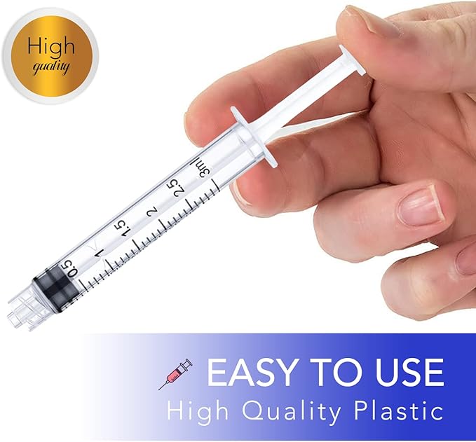 12 Pack 3ml Plastic Luer Lock Syringe, Measuring Syringe Individually Sealed for Scientific Labs, Measuring Liquids, Feeding Pets, Oil or Glue Applicator (3ml, 12)