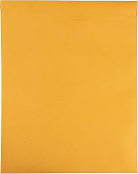 JAM PAPER 11 12 x 14 12 Open End Catalog Commercial Envelopes with Peel and Seal Closure - Brown Kraft Manila - 50Pack