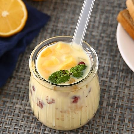 1PCS Pudding Glass Jar,Juicing Milk Storage Container Yogurt Pudding Glass Jar Bottle Mini Mousse Drinking Bottle with Lid(200ml), AMXEB0FVUIUS