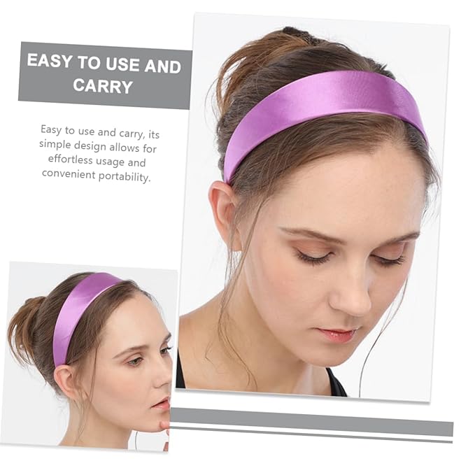 Angoily Wide-brimmed Satin Headband Yoga Headbands for Women Hairband Makeup Headband Hairpin Headband Bandanas for Women Bands Adult Women Braids Headbands Hair Bands Fabric Purple