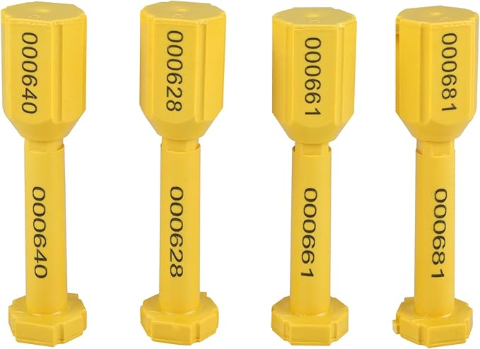 NovelBee 50pcs 0325751-0325800 Bolt Seal Shipping Seal with Print Progressive Numbering for Cargo Containers and Truck Trailers, Cargo Container Seals (Yellow)