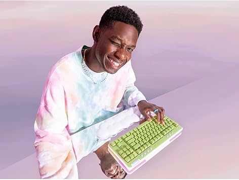Logitech G715 Wireless Mechanical Gaming Keyboard with LIGHTSYNC RGB, LIGHTSPEED, Clicky Switches (GX Blue), and Keyboard Palm Rest, PCMac Compatible - White Mist