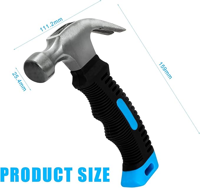 Claw Hammer Small Hammer 8oz Camping Hammer Comfortable Hammers Tools Stubby Hammer with Anti-Slip Handle for Women DIY Craft Industry Indoor Outdoor Using