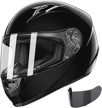 GLX GX11 Compact Motorcycle Helmet - Black, Small - Full Face w Tinted Visor, DOT Approved