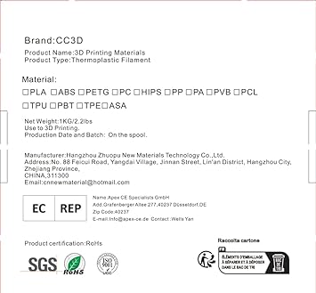 CC3D 72D High Hardness Flexible Transparent TPU Filament 1.75mm 1KG 3D Printer Filament High Toughness Clear TPU Filament FDM 3D Printing Material Comparable to Nylon Filament Transparent TPU Filament