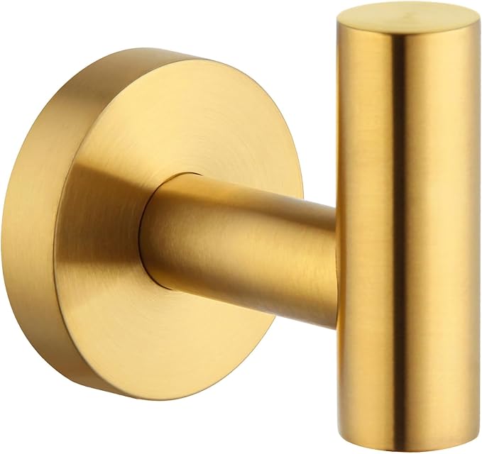 Angle Simple Bathroom Towel Hook, SUS304 Stainless Steel Bath Towel Holder, Robe Hook for Wall, Brushed Gold