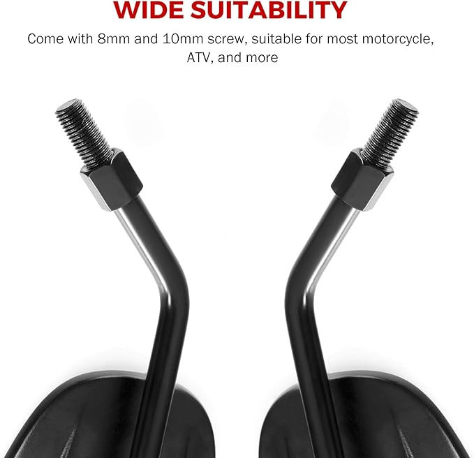INNOGLOW Motorcycle Mirrors Rearview Mirror Side Mirrors Wide Field Matte Black Aluminum 8mm10mm Universal for Suzuki kawasaki Cruiser Chopper
