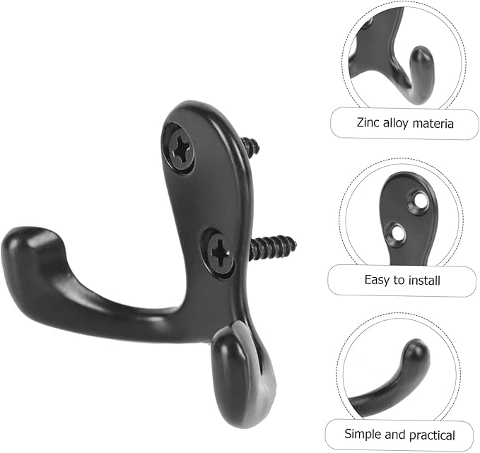 ABOOFAN 10-Piece Double Prong Coat Hook Set Wall-Mounted Towel and Mug Rack Sturdy Metal Hook for Hanging Coats Bags Hats and Towels for Home and Office