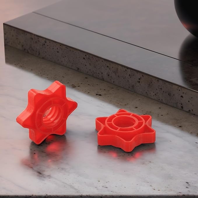 Pack Of 2 Dumbbell Collars Hex Nut Anti-Slip Collars Weight Check Nut Barbell Bar Clips For 1 Inch Standard Weight Lifting Barbells(Red)