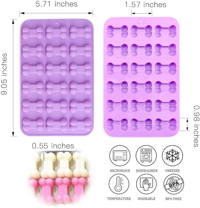 Silicone Molds Puppy Dog Paw and Bone, Non-Stick Food Grade Silicone Molds for Chocolate, Candy, Jelly, Ice Cube, Dog Treats, Cupcake Baking Mould, Muffin pan (Set of 4PCS)