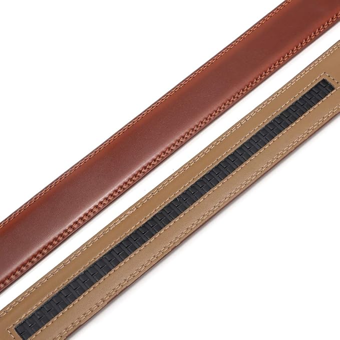 Founders & C Mens Leather Ratchet Belt Strap Only 1 3/8" Without Buckle,Replacement Strap Suitable for 40MM Slide Buckle (Burnt Umber)