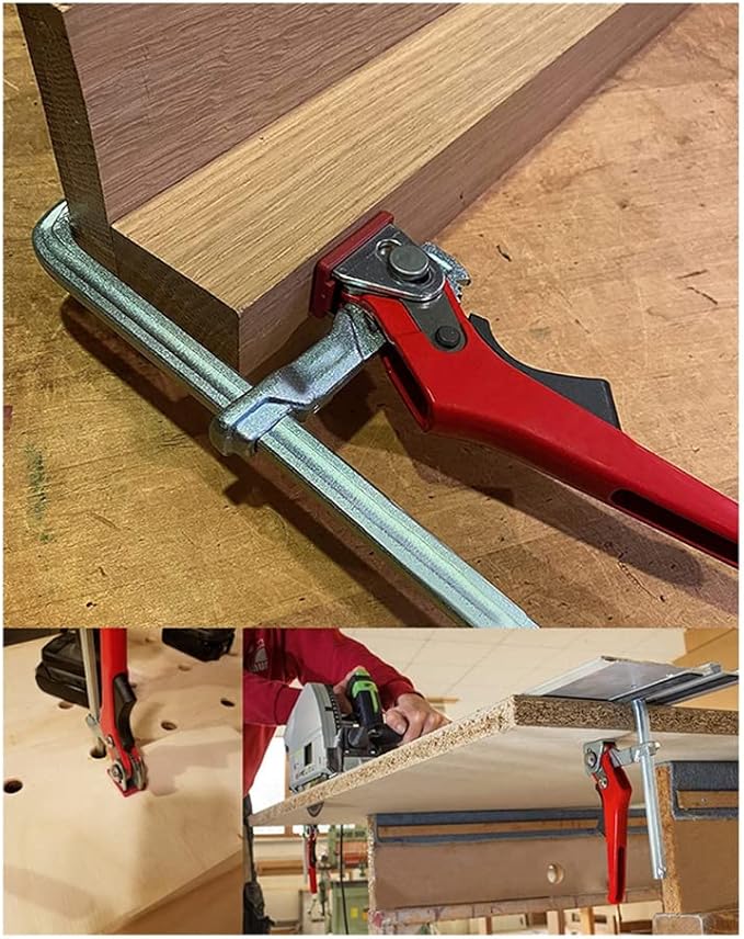 1 Piece Ratchet Table Clamp Quick Release Bar Clamp Steel Clamping F Track Clip for Hole Table and Guide Rail System