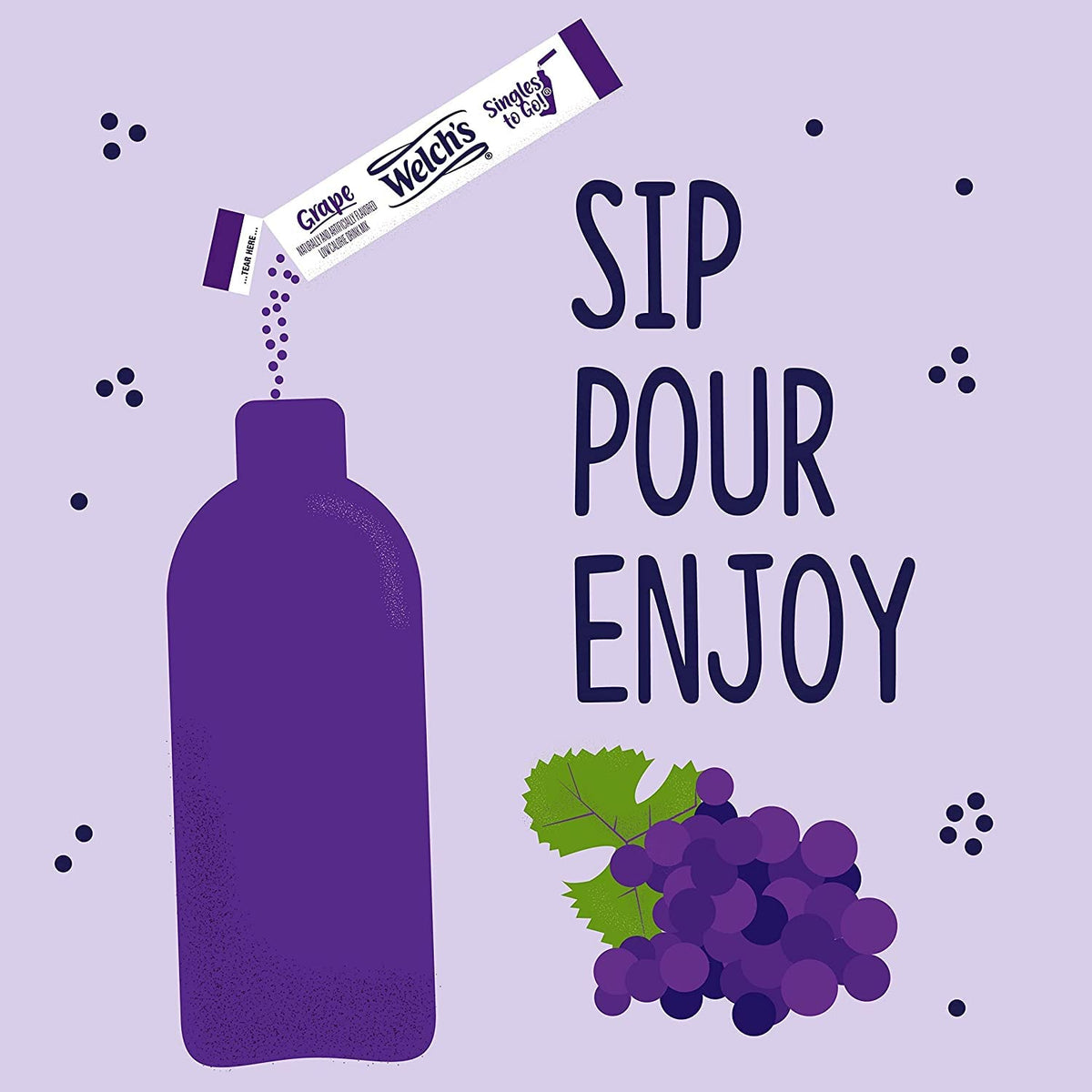 Welch's Grape Singles To Go Drink Mix, 0.45 OZ, 6 CT (Pack of 4)