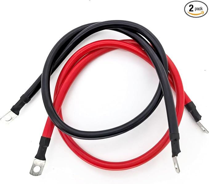 6 AWG Battery Cable 3FT 6 Gauge Pure Copper Battery Inverter Cables with 516 in Lugs Both Ends Power Inverter Wire Set for Automotive Solar Power Inverter Marine Boat RV Car Motorcycle (3FT)