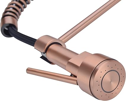 Avola Classical Copper Kitchen Faucet with Pull Down Sprayer, Rose Gold Kitchen Sink Faucet with Pot Filler Single Handle Commercial Brass Tap for Bar Laundry RV Utility Sink