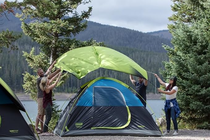Coleman Sundome Dark Room 46 Person Tent, Blocks 90 of Sunlight to Keep Inside Cool, Weatherproof Tent with Rainfly Sets Up in Minutes