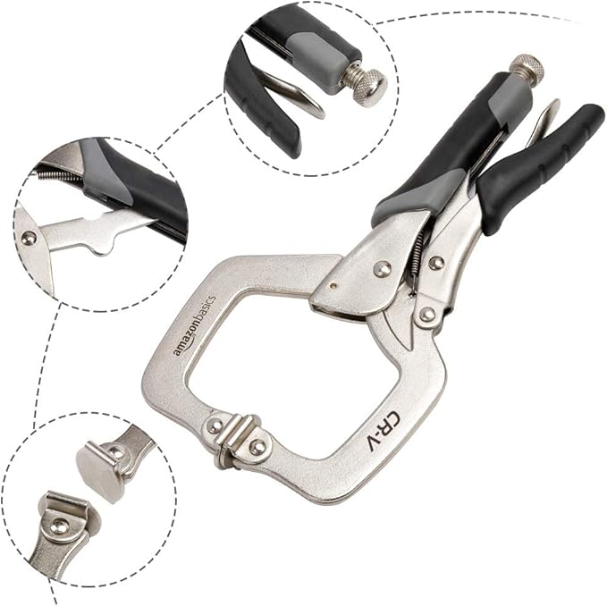Basics Adjustable Metal Face Clamp for Woodworking, Welding, or Repairs, 11-inch, Pack of 2, BlackSilver