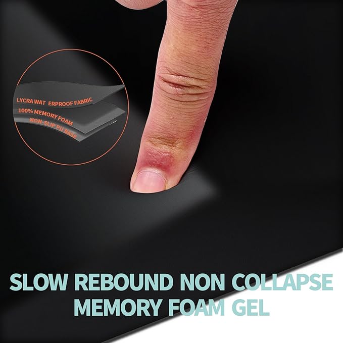 Large Ergonomic Mouse Pad Wrist Support, Carpal Tunnel Pain Relief Mousepad Wrist Rest, Wrist Pad for Mouse with Gel Memory Foam for Computer Wireless Mouse(Black, 13x8 inch)