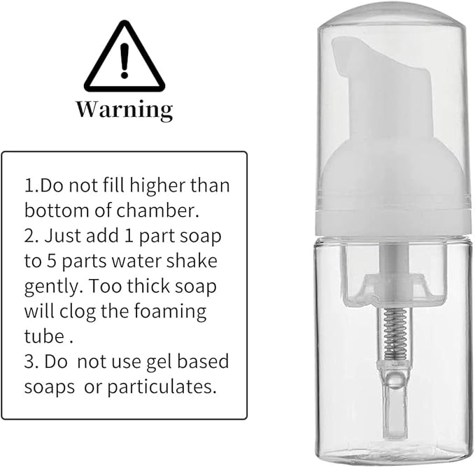 LONGWAY 3PCS Travel Size Foam Pump Bottle,Mini Empty Pump Bottle Dispenser(30ml,1 fl oz) (Clear)