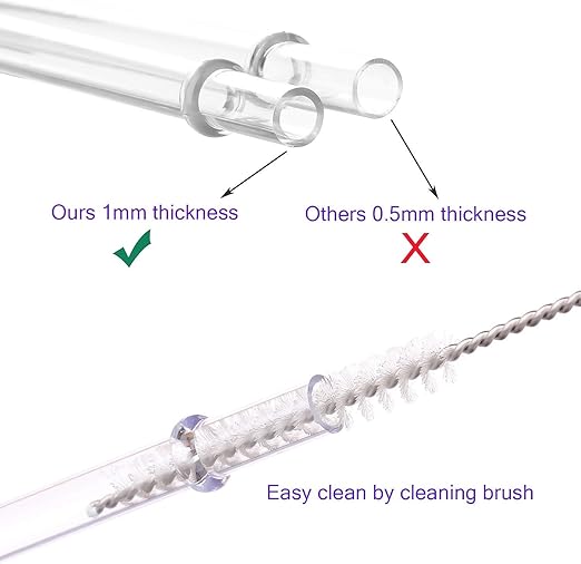 Dakoufish 11 Inch Clear Reusable Thick Plastic Drinking Straws Extra Long for 24oz & 40oz Mason Jar Tumblers,Set of 12 Pcs Straws with Cleaning Brush (11inch, Clear)