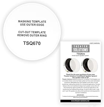 Theater Solutions TSQ670 In Ceiling 70 Volt 6.5" Speakers Quick Install Pair , White
