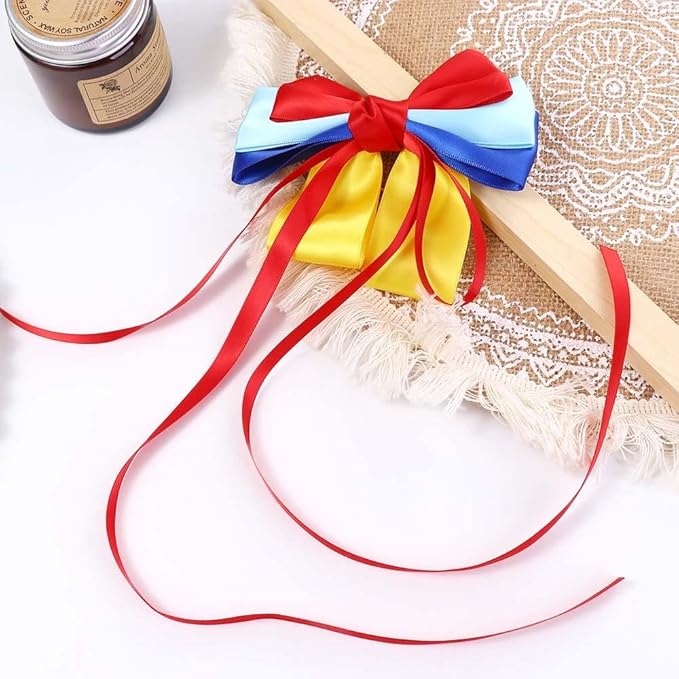 2PCS Hair Ribbon, Hair Clips Barrettes, Bow Hair Clips, Hair bows Clips Bowknot with Long Tail, Princess Hair Bows Claw Clip, Princess Satin Ribbon
