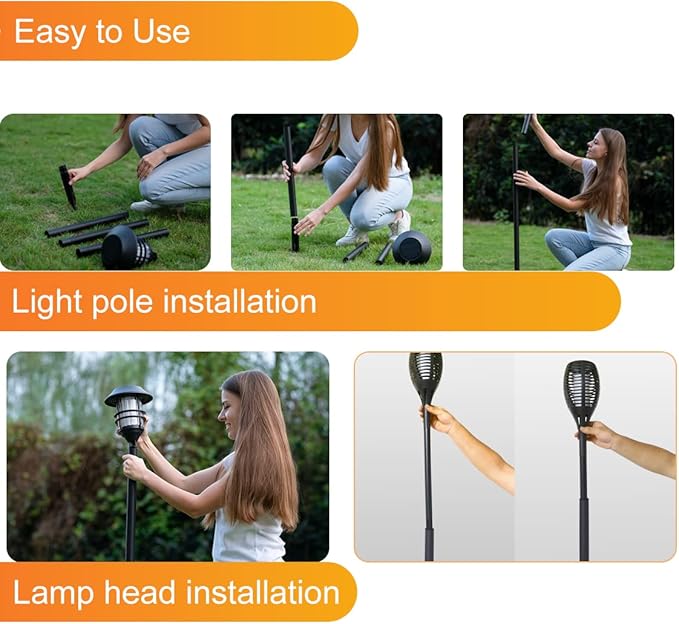 ZOOHAR Outdoor Light Pole Extension Kit - 55"4.6FT Stainless Steel with ABS Stakes, for Enhancing Garden Lights and Torches, Garden, Patio, Parties, Wedding,1.2in Diameter (2 Sets, 10 pcs)