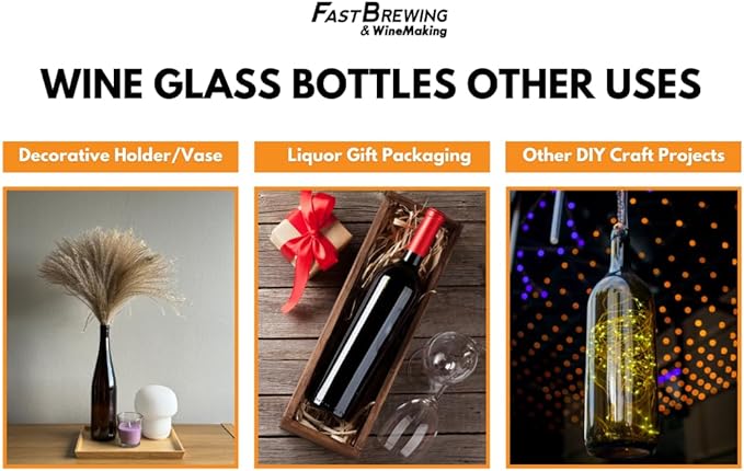 FastRack - W5 Wine Bottles, Bordeaux Liquor Bottles, Green Wine Bottles, 750 ml Empty Bottles, Empty Bottles for Drinks, 12 per Case