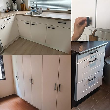 Modern Square Cabinet Handles, 10.5" Matte Black Cabinet Pulls Drawer Pulls Furniture Hardware for Kitchen Cabinets Cupboard Drawer Handles