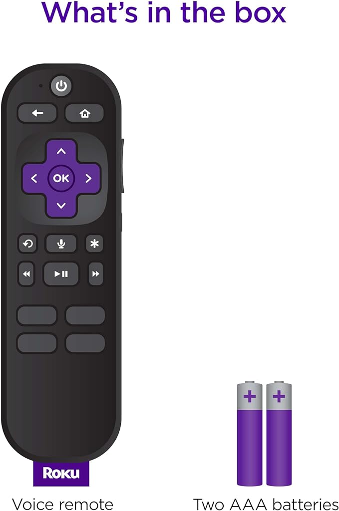Roku Voice Remote Replacement TV Remote Control with Voice Control, Simple Setup, Pre-Set App Shortcuts - Compatible with Roku TV, Players, Audio Devices