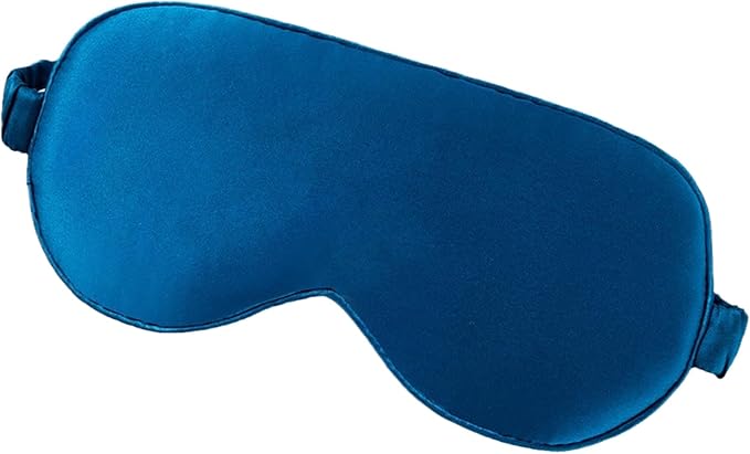 Silk Eye Mask Sleep Embroidered Mulberry Silk Eye Mask Soft Comfort Eye Shade Cover Pressure Relief Night Sleep Eye Mask with Adjustable Strap-Dark Green