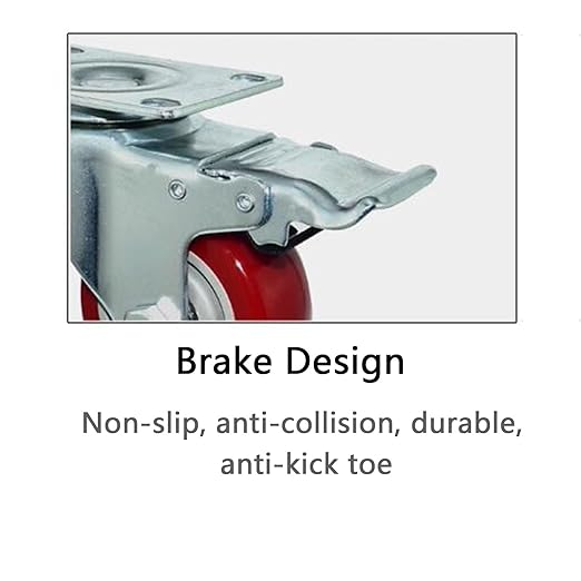 3 4 5 inch Heavy-Duty Polyurethane Silent Universal Wheels with Brake Wheels, Soft Rubber Industrial Trolley casters, Load-Bearing 100kg/pc (Color : Brake Wheel, Size : 4inch)