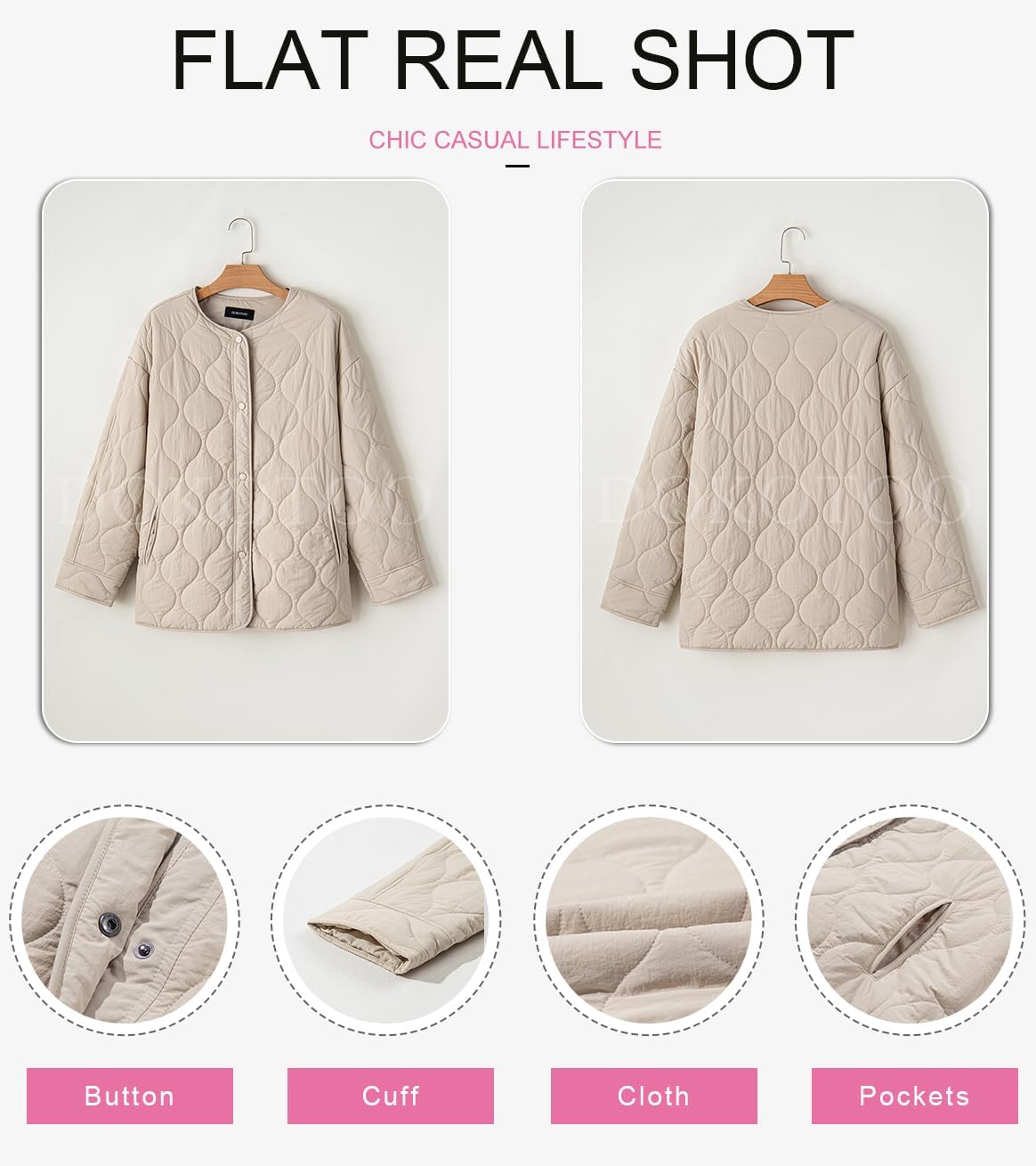Womens Quilted Lightweight Jackets Button Down Puffer Jacket Coats Padded Outwear with Pockets