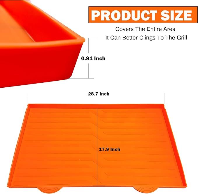 Silicone Griddle Mat for Blackstone Griddle, Heavy Duty Food Grade Silicone Mat, Protect Griddle from Rodents, Insects, Debris, and Rust, All Season Cooking Protective Cover(28-Inch Orange)